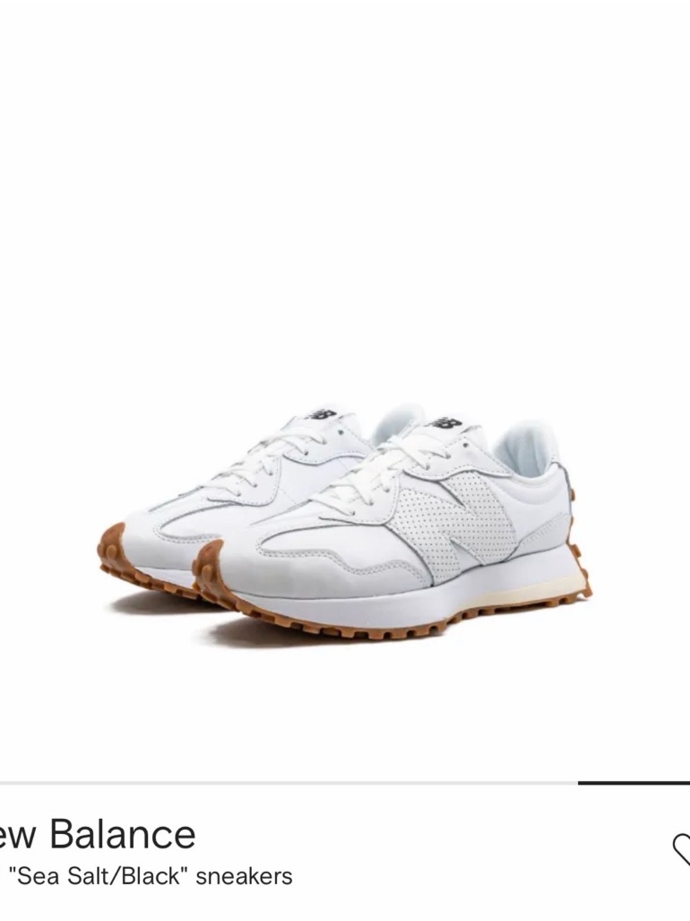 Rare New Balance 327 White Sneakers with Gum Outsole